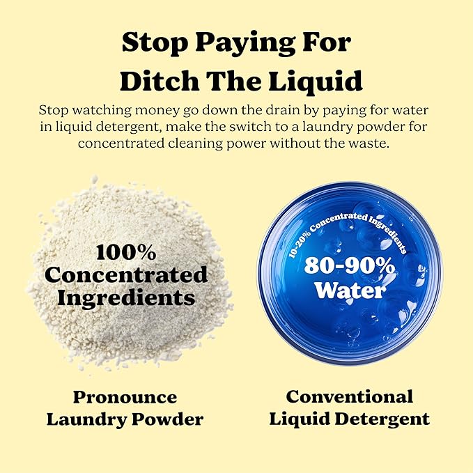 Pronounce Laundry Detergent Powder Alternative | Cleaner Ingredients. Safer for Sensitive Skin. Stain + Smell Fighting. With Essential Oils. HE Safe - 120 Loads (Lemon).