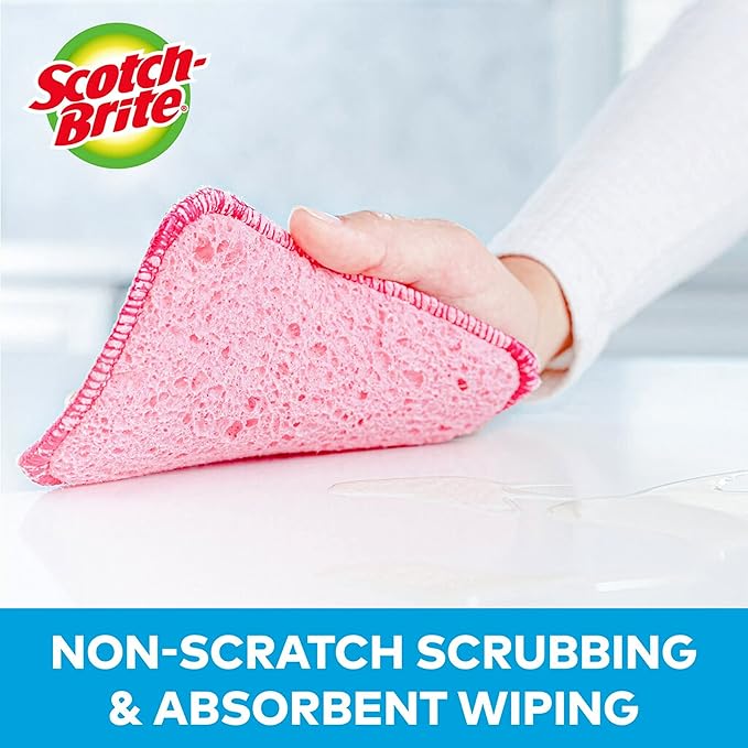 Scotch-Brite Dobie Sponge Cloths | Scrub & Wipe | Non-Scratch | Absorbent | 2 Pack