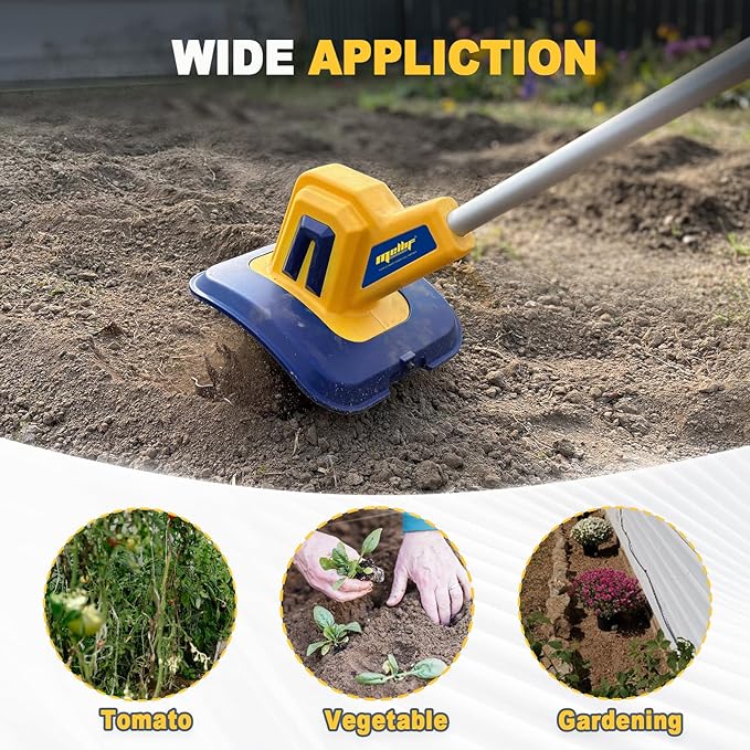 Cordless Tiller Cultivator Compatible with Dewalt 20V Battery(Tool Only), Electric Garden Tiller w/270 RPM, 48 Steel Tines, 8.7" Tilling Width, 6.3" Depth, Portable Rotary Tiller