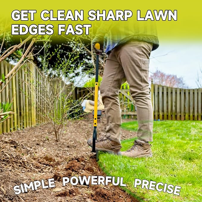 Manual Edger Lawn Tool with 38"-42" Adjustable Length, Saw-Tooth Border Edger with Wide Footplate Manganese Steel Blade, Garden Edging Tool for Flower Beds, Landscaping, Sidewalks, Yard