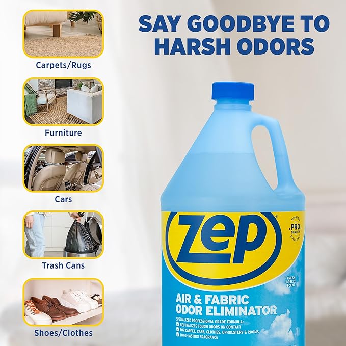 Zep Air Freshener and Fabric Odor Eliminator - Fresh-Breeze Scent - 1 Gallon (Case of 4) ZUAIR128 - Long-lasting Fragrance that Neutralizes Tough Odors on Contact