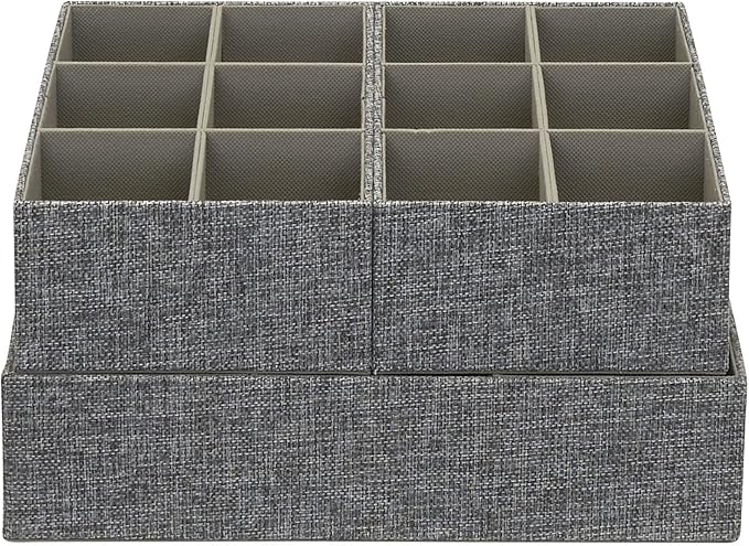 Household Essentials 3 Piece Drawer Organizers Starter Set, Customizable Inserts, Large Tray and 2 Small Trays, Graphite