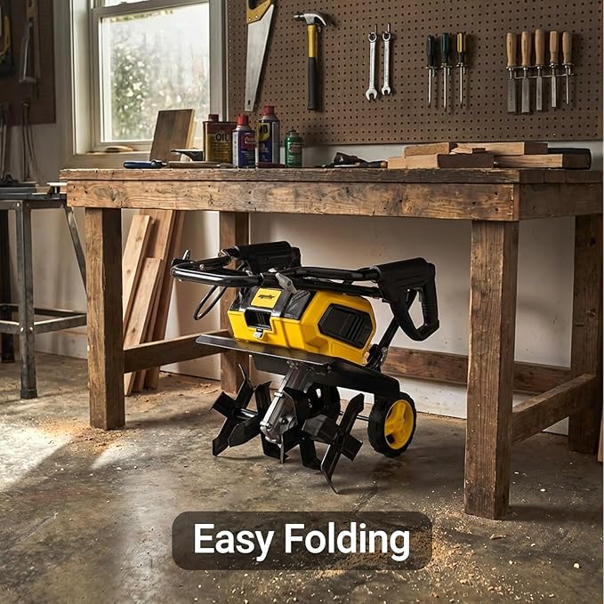 Mellif 40V Cordless Garden Tiller/Cultivator Compatible with Dewalt 20v Max Battery (Tool Bare) 14.2'' Width 8.7'' Depth 16 Steel Tines, Electric Rototiller Brushless Foldable with Adjustable Wheels