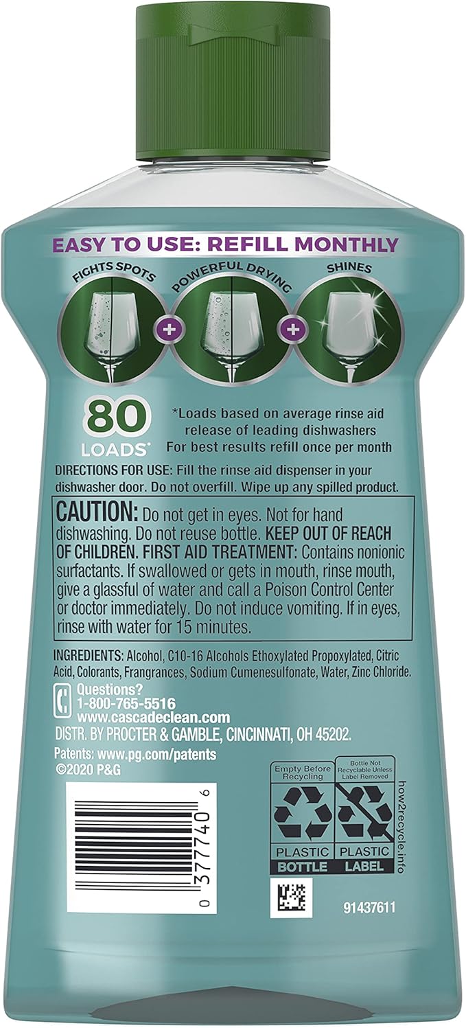 Cascade Dishwasher Rinse Aid, Pack of 2 | 8.45 fl oz | Packaging May Vary