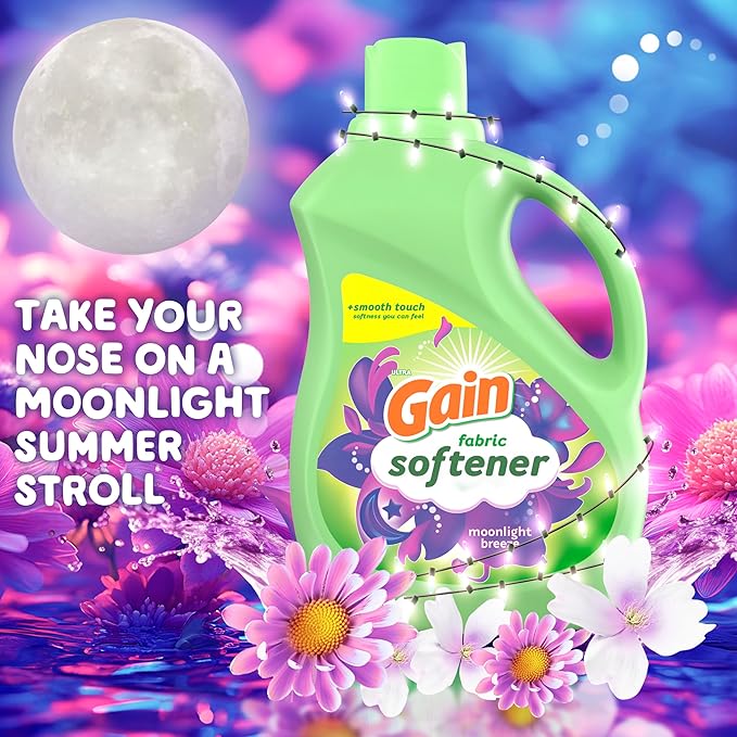 Gain Moonlight Breeze Fabric Softener, 140 FL OZ, 190 Load, Smooth Touch Laundry Conditioner Liquid