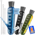 6 PACK Holikme 4 in 1 Cup Lid Cleaning Brush Set with 3 Straws, Multifunctional Bottle Brush, Silicone Cup Lid Gap Cleaner, Durable Bristle Crevice Cleaning Brush,Flat End Brushes,Navy & Black & Olive
