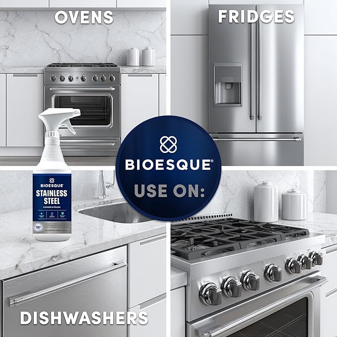 Bioesque Stainless Steel Cleaner & Polish, Heavy Duty, Non-Abrasive, 32 Fl Oz (Pack of 1)