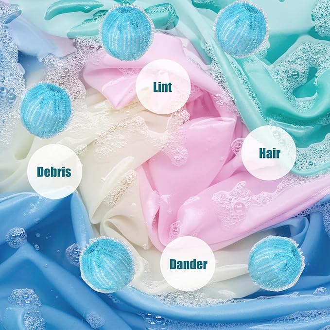 12 Pcs Pet Hair Remover for Laundry, Suitable for All Kinds of Domestic Pets Such as Dogs and Cats. Reusable and Environmentally Friendly Laundry pet Hair Remover.