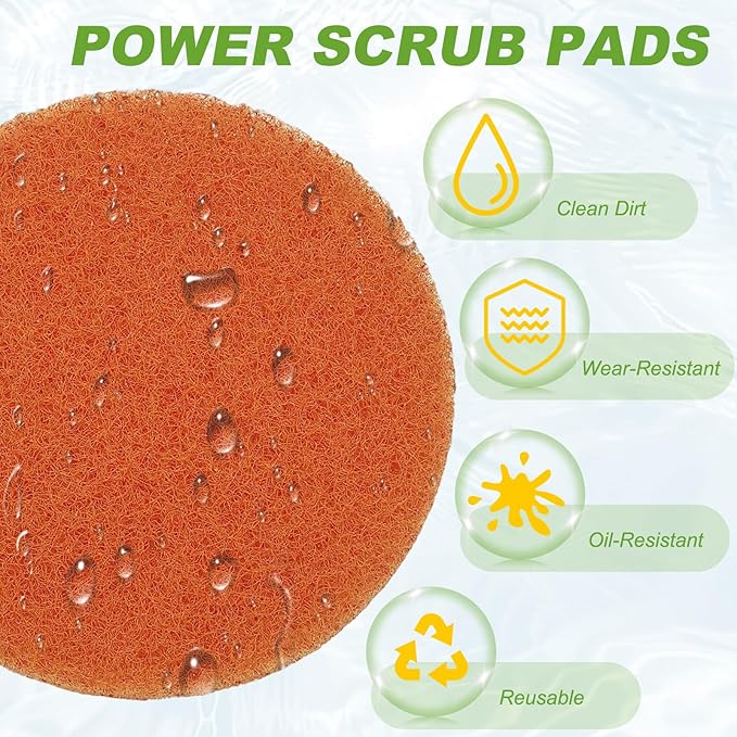 Power Scrub Pads, Scrubbing Pads 2000 Grits Scouring Discs - Fitting for (Home Kitchen Cleaning - Drill Attachment - Scrubber Replacement) 20 Pcs & 3 Inch & Orange