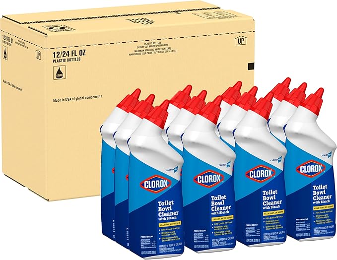 CloroxPro Commercial Solutions, Clorox Manual Toilet Bowl Cleaner with Bleach, Automatic Toilet Cleaner, Fresh Scent, 24 Ounces (Pack of 12) - 00031