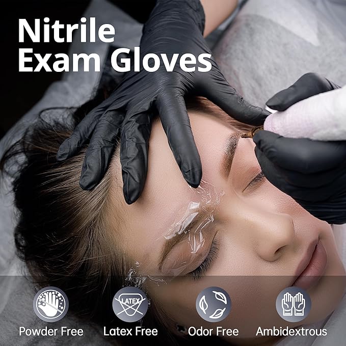 Disposable Nitrile Exam Gloves, Black Nitrile Gloves Disposable Latex Free for Medical, Cooking & Esthetician