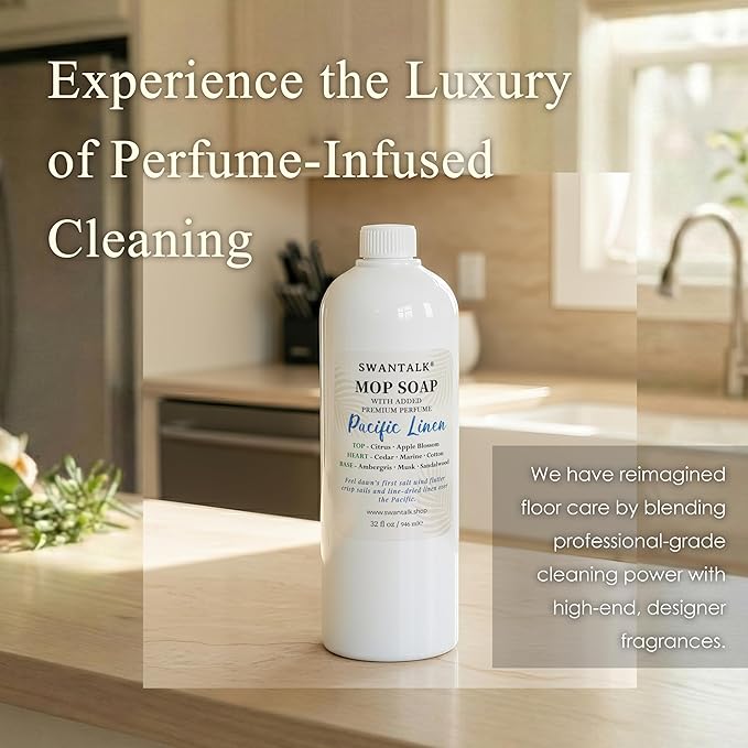 Mop Soap with Long Lasting Premium Perfume, 4X Concentrated Floor Cleaner, Multi Surface Solution for Hardwood, Tile, LVP, Laminate, Pet Friendly, 32 fl oz (Pacific Linen)