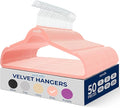 50 Pieces Velvet Hangers - Space Saving Heavy Duty Slim Suit Clothes Hanger Set with 360 Degree Swivel Metal Hook, Can Hold Up to 10 Lbs. for Coats, Jackets, Pants & Dress (Pink)