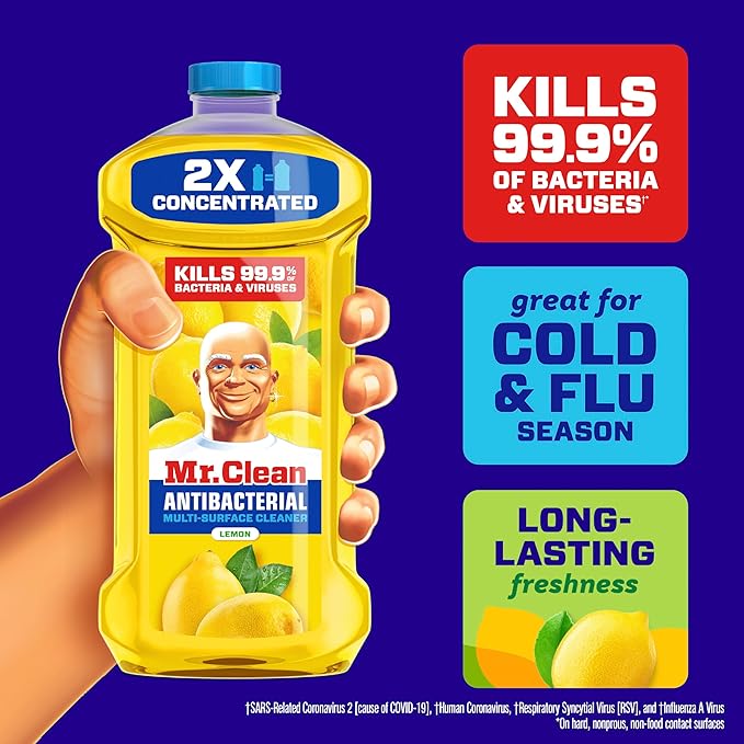 Mr. Clean All Purpose Cleaner, Floor Cleaner for Mopping, Cleaning Liquid, Lemon, 41oz