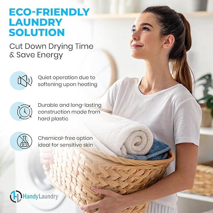 Handy Laundry Reusable Laundry Dryer Balls - A Natural Alternative to Fabric Softener, Reduce Drying Time and Save on Energy, Soft Fluffy Clothes, Fewer Wrinkles, Less Static Cling (Pack of 4)