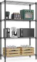 M MZG 1000 lbs 4Tier Shelf Metal Storage Shelves Wire Rack Closet Organizers with Wheel for Garage Kitchen Bathroom Laundry Black 13.7" D x 23.6" W x 53.4" H