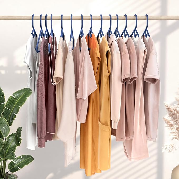 NEATERIZE Thick Heavy Duty Hangers - Navy Plastic Clothes Hangers 38 Pack - Great for Coat Hanger, Jackets Jeans & Suit Hanger for Closet - New Apartment Essentials Percheros Ganchos para Colgar Ropa