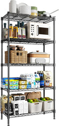 72" H Storage Shelves 5 Tier Wire Shelving with Shelf Liners, Adjustable Metal Garage Shelving, 1325LBS Heavy Duty Commercial Storage Rack for Pantry Kitchen, 35" W x 16" D x 72" H, Black