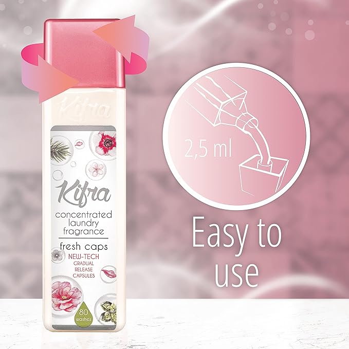 KIFRA FRESH CAPS Concentrated Laundry Fragrance 6.76 Fl Oz 200ml 80 Washing Cycles