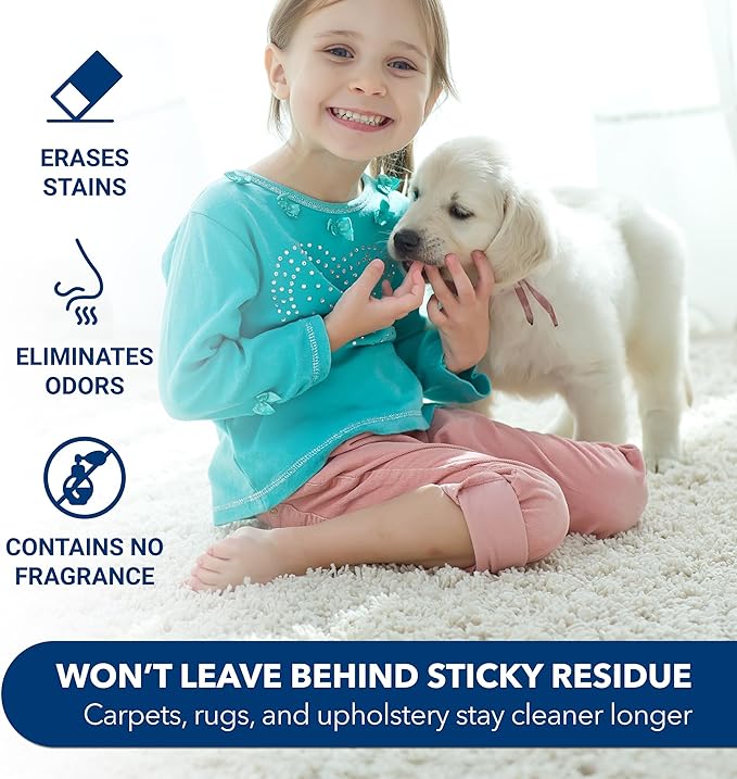 Unique Carpet Shampoo & Stain Remover, 128 oz - Pet Odor Eliminator and Bacteria and Enzyme Cleaner for Cat Urine, Dog Urine, Red Wine, Old Stains - Carpet Cleaner Spray for Machines & Manual Use