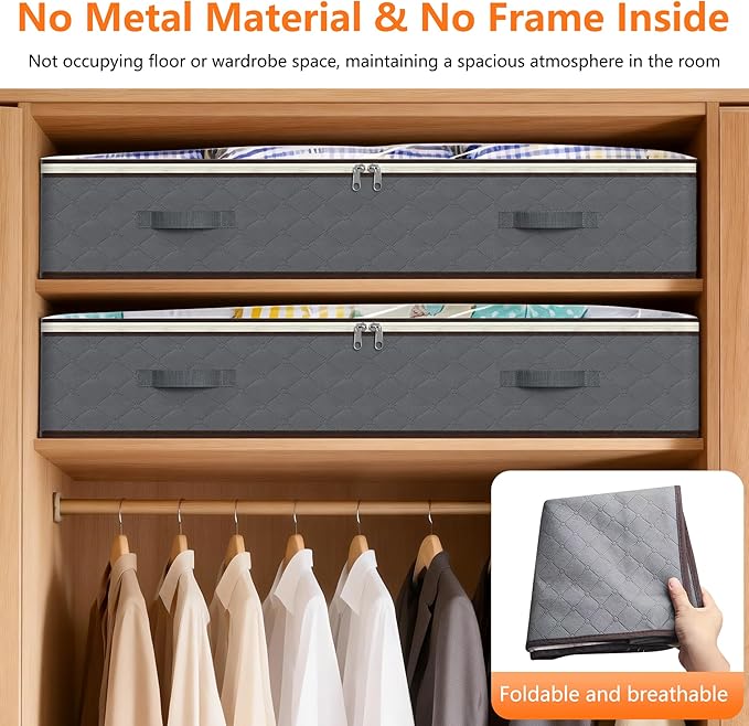 90L Under Bed Storage Containers,2-Pack Closet Organizers and Storage Bins,for Organization and Storage Clothes, Shoes, Blankets & Pillows,Visible Transparent Top Storage Bins with Lids, Black