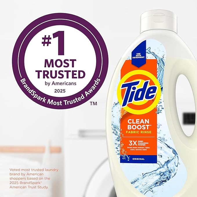 Tide Clean Boost Fabric Rinse, 62 fl oz fl oz, Removes Odors and Residues, Safe on All Fabrics, Free of Dyes and Heavy Perfumes, Original Scent
