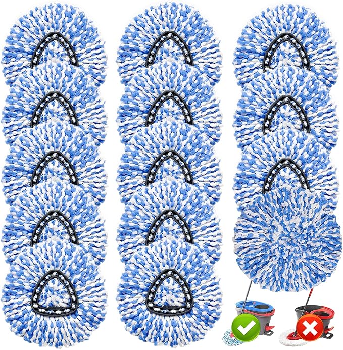 14 Pack Spin Mop Replacement Heads, Only Fit for RinseClean 2-Tank System, 100% Microfiber Spin Mop Refill Head,Spinning Mop Head Replacement for Floor Cleaning