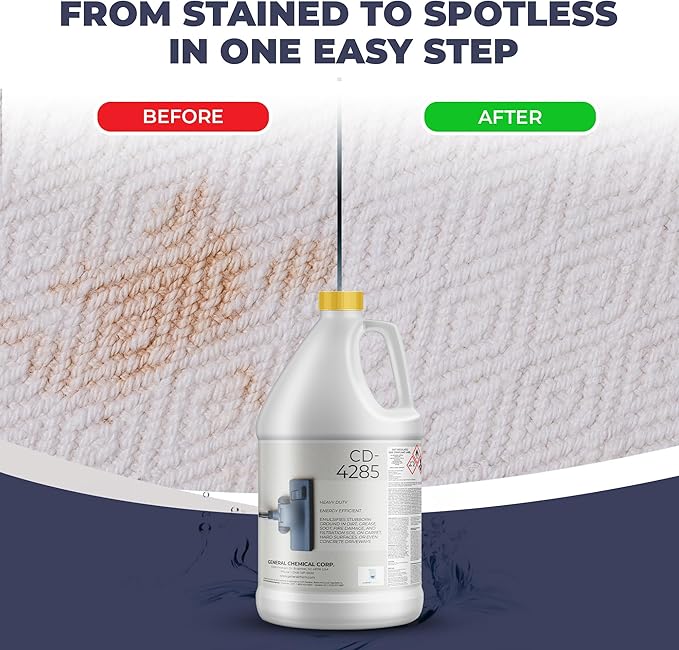 Heavy Duty Carpet Stain Remover CD 4285 - Carpet's Multi-Purpose and Powerful Liquid Solution, Though Cleaning Formula For Homeowners, Pet-owners, Offices and Many More - 1 Gallon Case