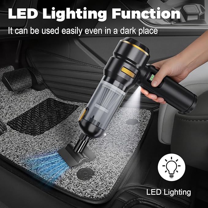 Portable Cordless Handheld Vacuum Cleaner for Car,Smart Display,Dual-Mode:Suction & Blowing,3-Stage Suction Power,One-Touch Dust Emptying,LED lighting,Mini Hand Vacuums for Car,Home,Office,Pet Hair