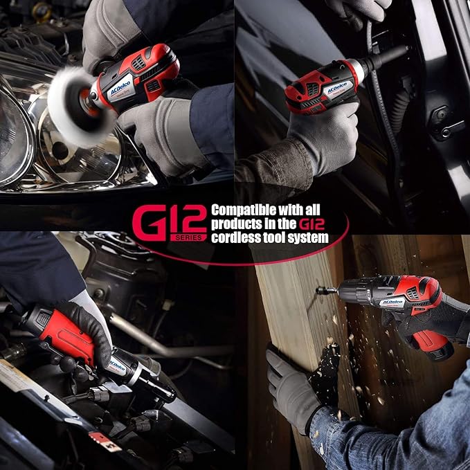ACDelco ARI12105-K5 G12 Series 12V Cordless Li-ion 3/8” 2-Speed Drill Driver & ¼” Impact Driver Combo Tool Kit