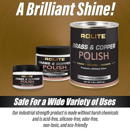 Rolite Brass Copper Polish 4.5 Oz Instant Tarnish Remover for Antiques Cookware Jewelry Marine Automotive Metal Brightener