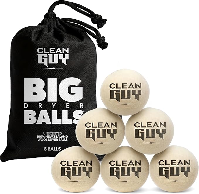 Wool Dryer Balls XL 6-Pack– Natural Fabric Softener, Reusable Laundry Dryer Balls –Reduce Drying Time, Static & Wrinkles– Hypoallergenic, Chemical Free Dryer Sheet Alternative, Eco-Friendly