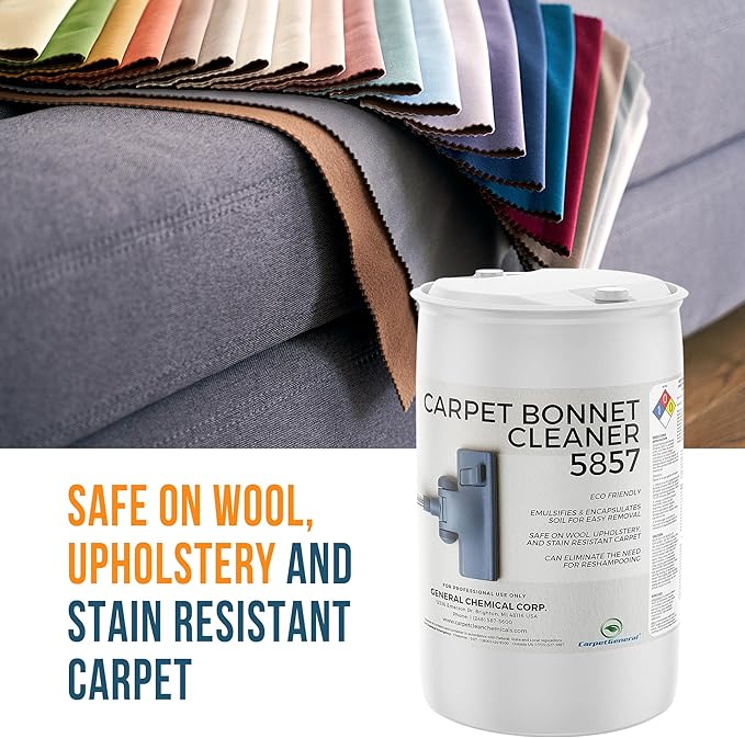 Bonnet Cleaner 5857 - Heavy Duty Shampoo Carpet Freshener Solution for Machine - Fast Drying & Pet Safe Carpet Shampoo for Rotary Cleaners, Commercial, & Industrial Use - 55 Gallon