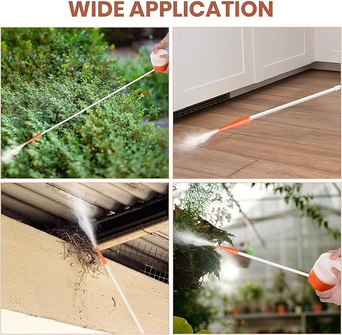Diatomaceous Earth Powder Duster with Adjustable 12'' to 36'' Extension Nozzle, Precise Spray Powder Applicator for Pest Control, Lawn and Home Maintenance, Indoor & Outdoor Use (Orange)