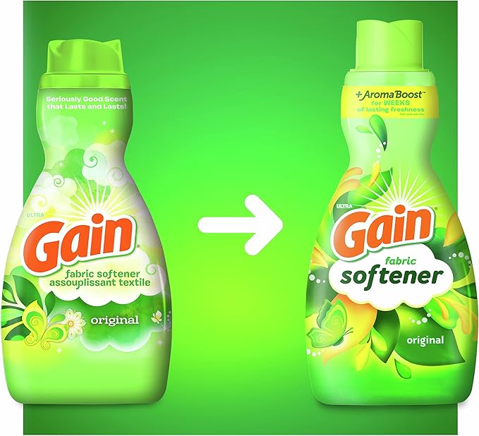 Gain Laundry Fabric Softener Liquid, Original Scent, 41 Fl Oz, 48 Loads, He Compatible, Pack Of 4, (Packaging May Vary)