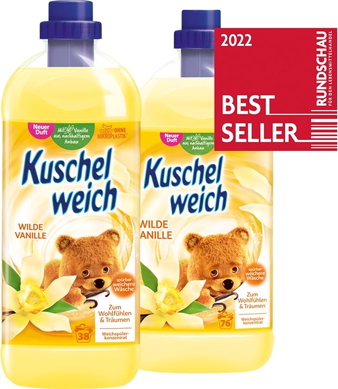 Fabric Softener Wild Vanilla - With Vanilla from Sustainable Cultivation - 3x1L (101.44 oz) - 114 Wash Loads - Made in Germany
