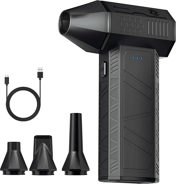 Compressed Air Duster - Electric Air Duster Super Power 110000RPM, 3-Gear Adjustable Mini Duster Blower with Fast Charging, Air Duster Rechargeable for Computer, Keyboard Cleaner, House, Outdoor, Car