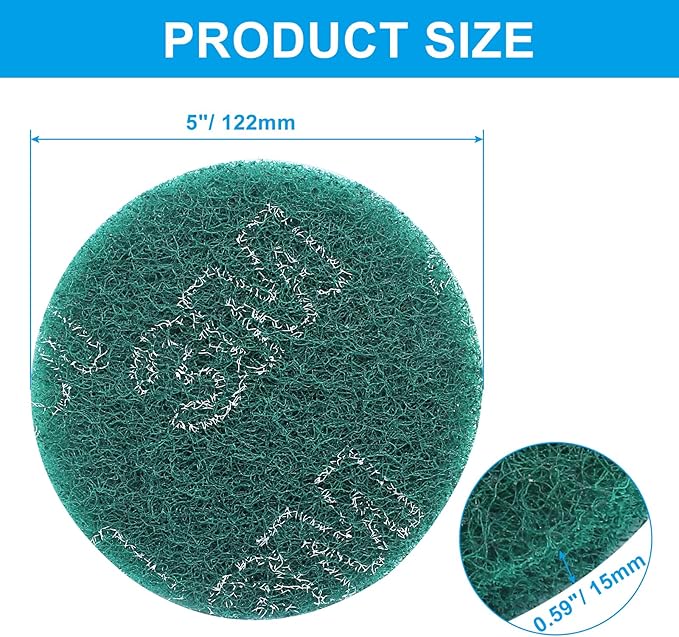 Hordion 8Pcs Scrub Pads Round Scrubber Scouring Pads Abrasive Scuffing Tool for Home Kitchen House Cleaning, Green