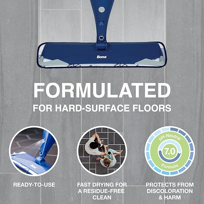 Bona Multi-Surface Floor Cleaner Refill - 96 fl oz - Unscented - Refill Spray Mops and Spray Bottles - Residue-Free Floor Cleaning Solution for Stone, Tile, Laminate, and Vinyl Floors