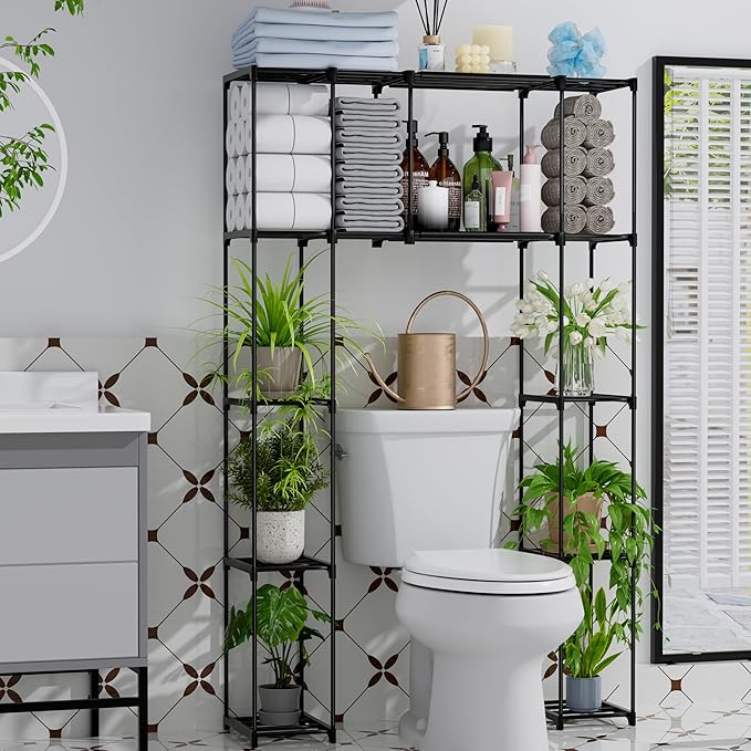 PPN Over The Toilet Storage Cabinet, Premium Bathroom Organizer and Storage Shelves for Small Spaces, Space-Saving Bathroom Shelving Units