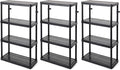 Gracious Living 4 Shelf Fixed Height Medium Duty Storage Unit 14 x 32 x 54.5 Organizer System for Home, Garage, Basement, & Laundry, Black (3 Pack)