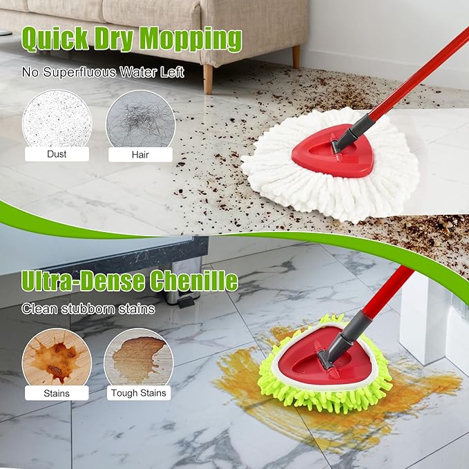 6 Pack Mop Heads Replacements for Oceda,Mop Replace Head for O Cedar Easywring 1 Tank System,Microfiber & Chenille Mopp Refills for Floor Cleaning,Dry/Wet Use,Machine Washable
