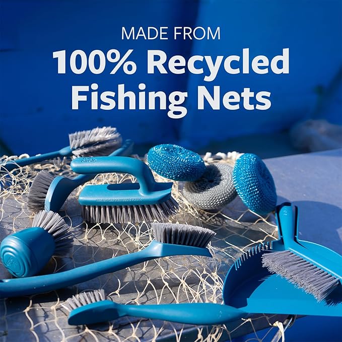 Full Circle Clean Ocean, Variety Dish Brush Pack - Dish Brush, Bottle Brush, and Heavy-Duty Scrub Brush - Sustainably Made 100% from Recycled Ghost Fishing Nets, Safe for Cast Iron & Nonstick