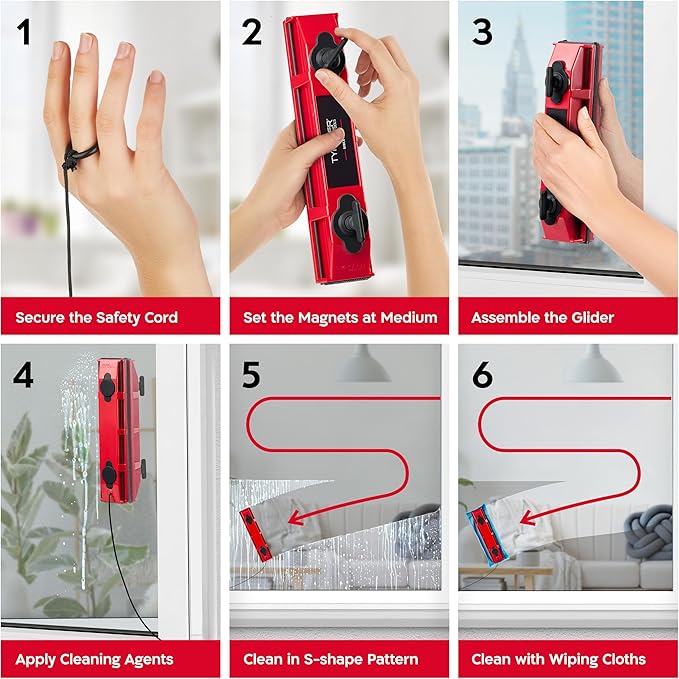 Tyroler Outside Magnetic Window Cleaner Tool | The Glider D-2 AFC Double-Sided Window Cleaners Tool Fits Windows 0.1"-0.7" Thick | Magnet Window Cleaner | Magnetic Glass Cleaner | Limpiador magnetico