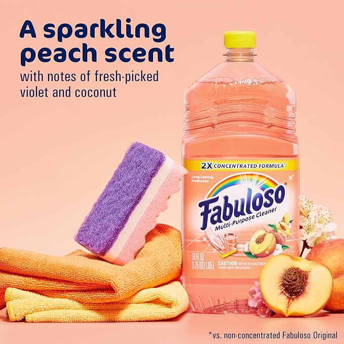 Fabuloso Multi-Purpose Cleaner, 2X Concentrated Formula, Floor Cleaner, Peach Scent, 56 fl oz