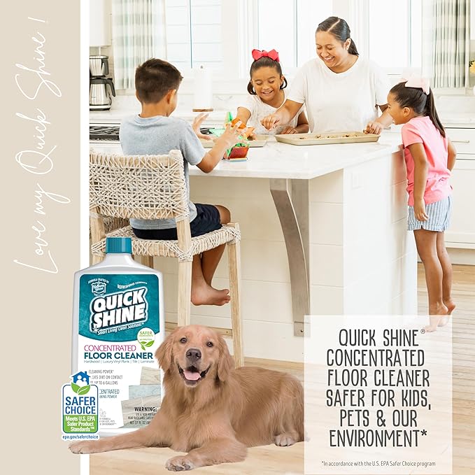 Quick Shine Multi Surface Concentrated Floor Cleaner 27oz Use on Hardwood, Laminate, Luxury Vinyl Plank LVT, Tile & Stone Dirt Dissolving & Powerful Cleaning Makes 27 Gallons