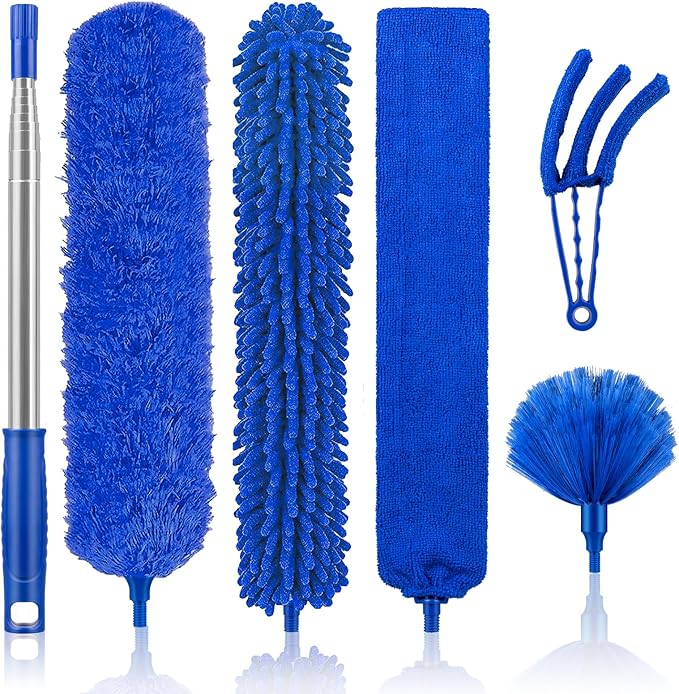 Dusters for Cleaning, Newliton Duster with Extension Pole Microfiber Ceiling Fan Cobweb Duster, Long Duster for High Ceilings Wall Refrigerator Appliance Baseboard Home Furniture Blinds