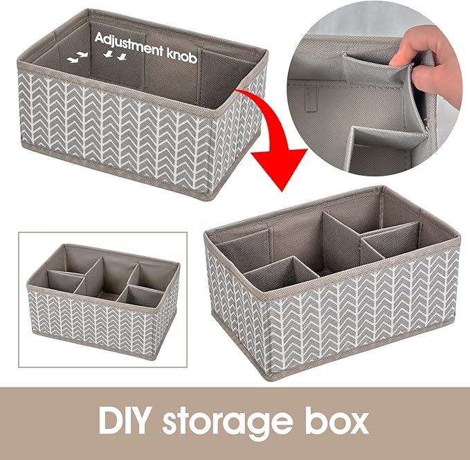 VERONLY Cosmetic Storage Bins Makeup Organizer, Adjustable Multifunction Storage Box Desk Drawer Divider for Makeup Brushes, Bathroom Countertop or Dresser, Set of 4 (Grey)