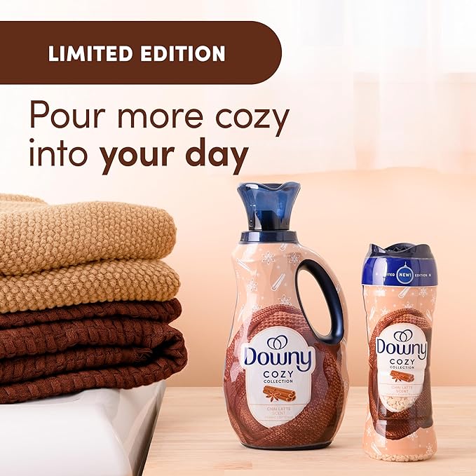 Downy Cozy Collection In-Wash Laundry Scent Booster Beads, Chai Latte Scent, 7.8 oz, Limited Edition Laundry Beads