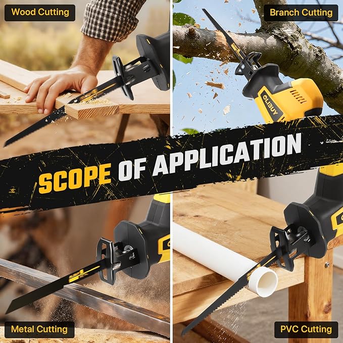 Reciprocating Saw for Dw 20V Battery,【Battery Not Included】,Cordless Sawzall with 8 Blades,0-3000SPM Variable Speed, Cordless Reciprocating Saws for Wood/Metal/PVC Cutting